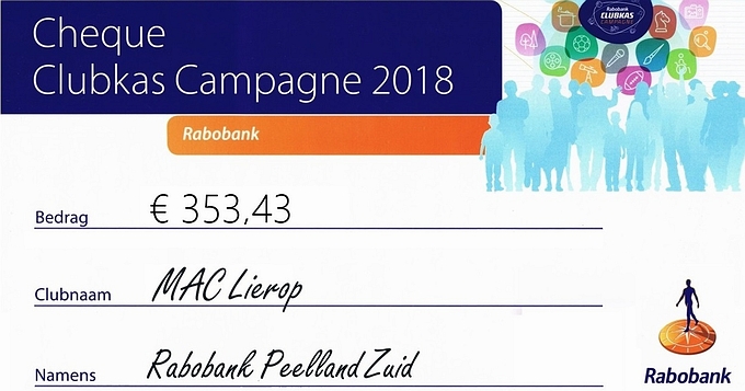 Uitslag Rabobank Clubkas Campagne 2018