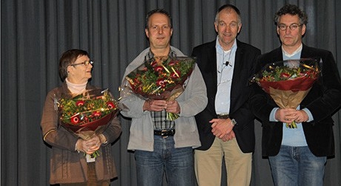 Gerry Bron, Martijn Spliethof, voorzitter Jan de Geus en Pieter Paul Vermeulen